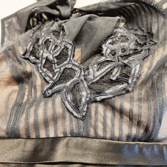 BCBGMaxAzria Black Tulle Lace Halter Gown Maxi Dress Wedding Guest Prom Party - Picture 5 of 9